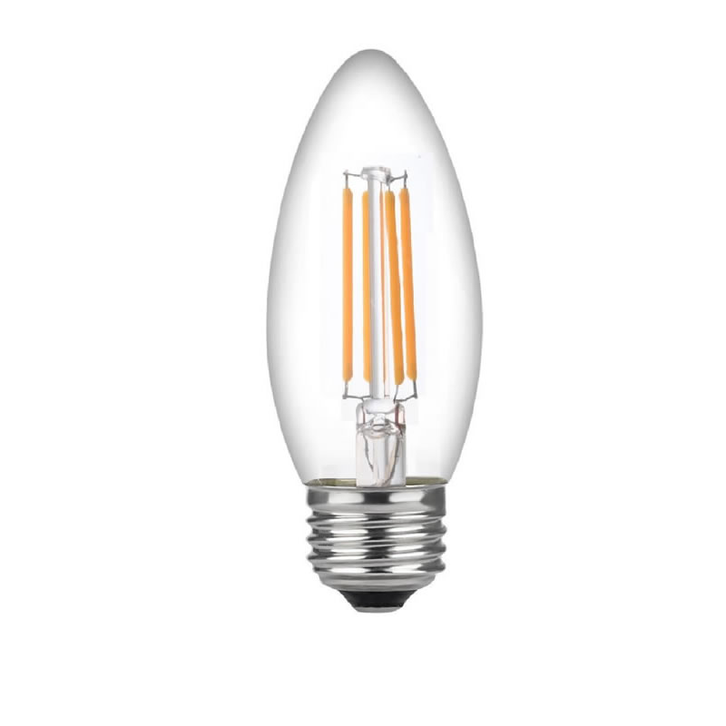 LED 60ワットキャンデラ電球ミディアムベース、キャンデラブラ電球、調光対応フィラメントクリア60ワットLED電球（4.5ワットのみ使用）、C37 LEDフィラメントキャンドル電球